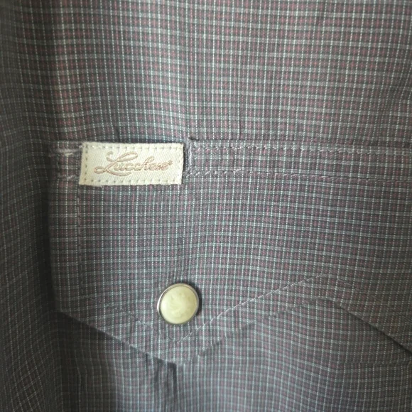 LUCCHESE Classics pearl snap Large Sawtooth Pockets Gray Check Rodeo - Picture 3 of 8